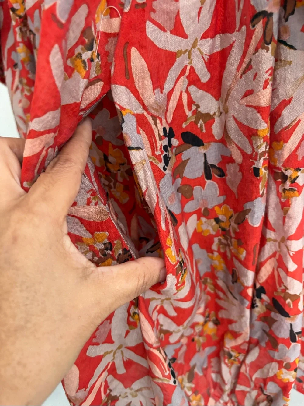 entro Red Floral Puff-Sleeve Kids Dress